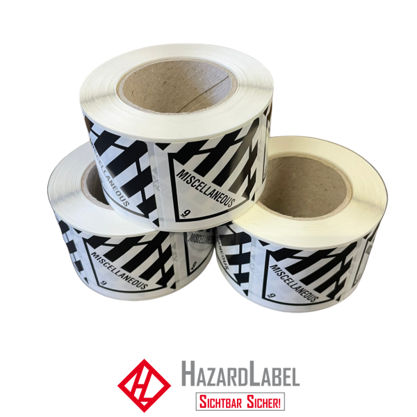 Hazard Label Class 9, 50x50 mm, PE film, MISCELLANEOUS